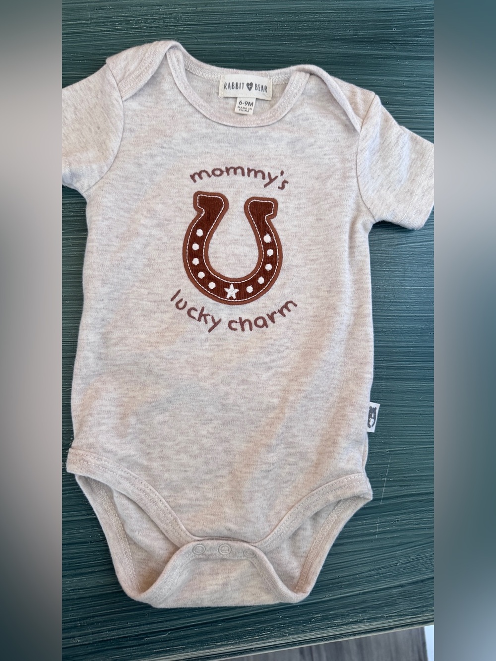 Rabbit Skins Light Heather Gray & Brown Baby Bodysuit - Mommy's Lucky Charm